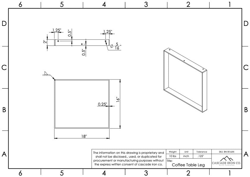 coffee table leg measurements