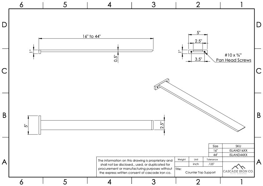 Hidden Countertop Bracket - Cascade Iron Co