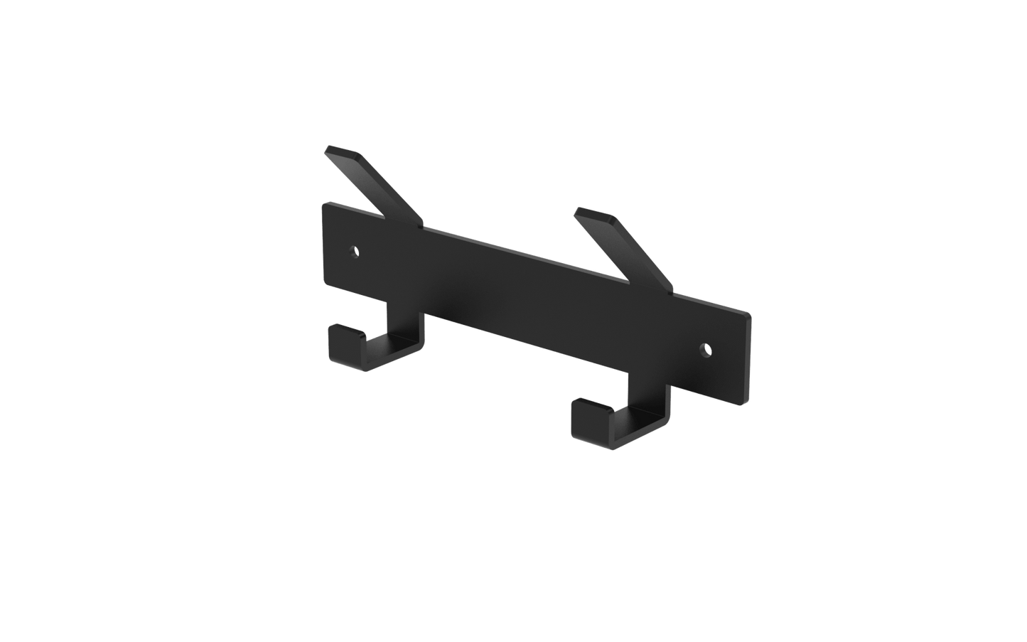 small coat rack with two hooks in black metal
