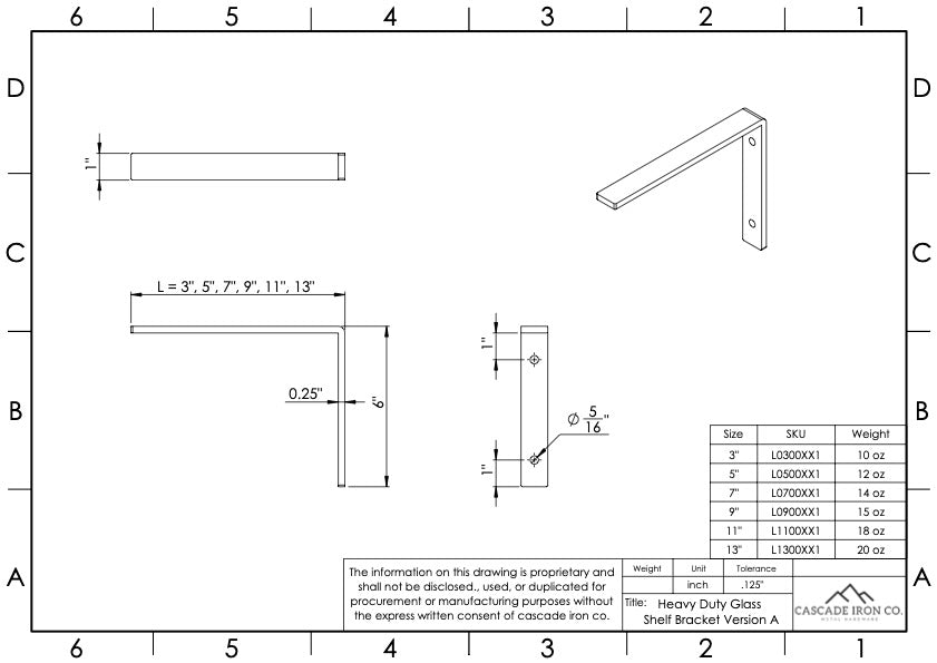 glass shelf brackets - cascade iron co