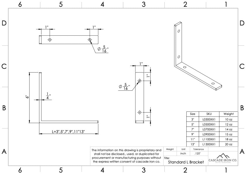 L Bracket - Metal Shelving Support - Cascade Iron Co