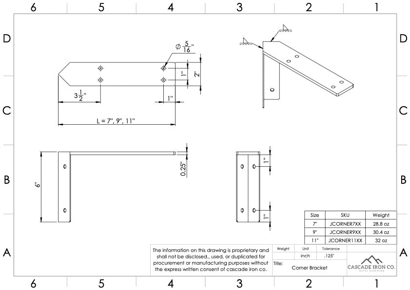 L Bracket for Corner Shelves - Cascade Iron Co