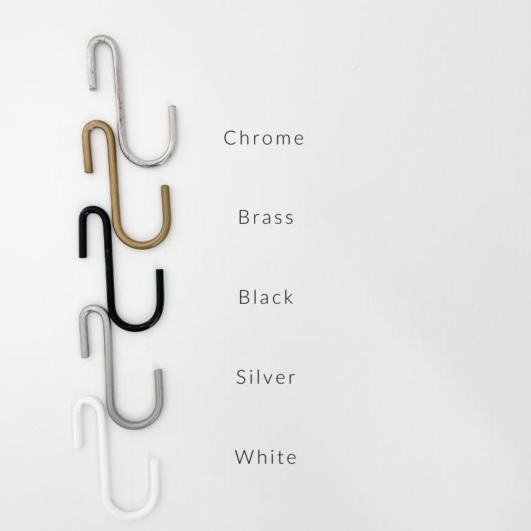 metal s hooks in chrome gold silver white black