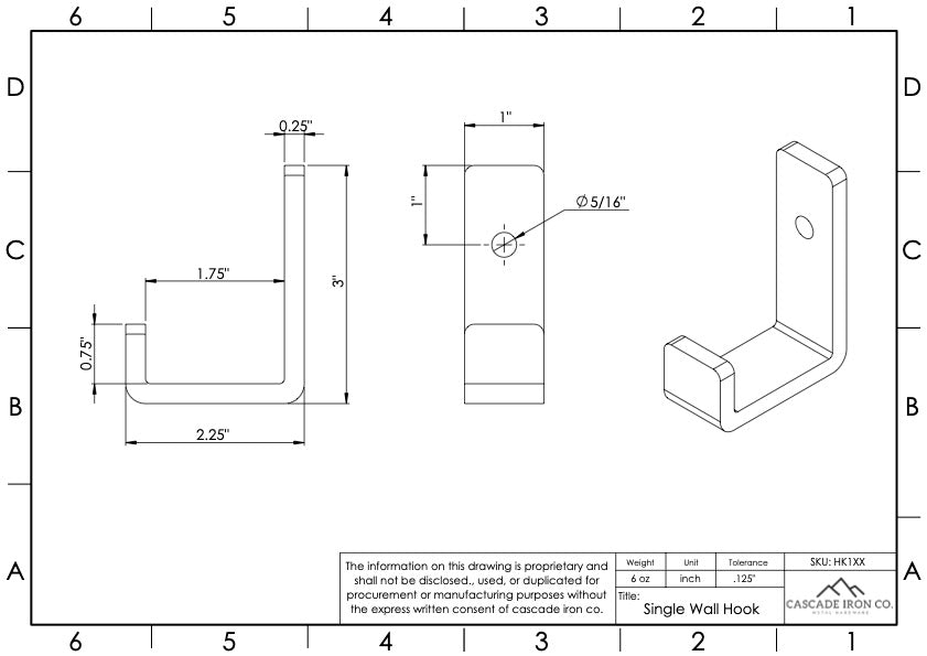 single wall hooks for towels and coats - cascade iron co
