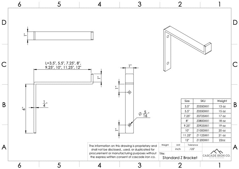 Z Bracket for Open Shelving - Cascade Iron Co