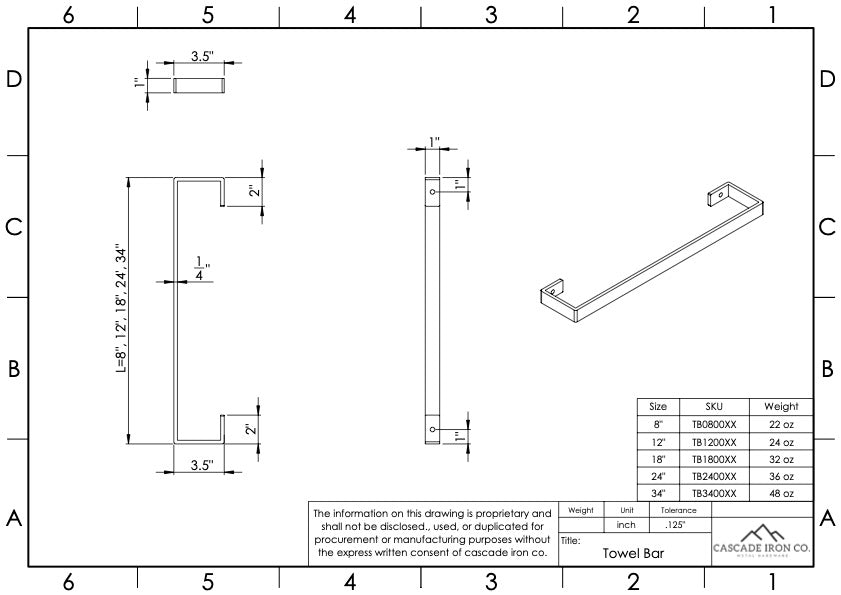 utensil bar measurement