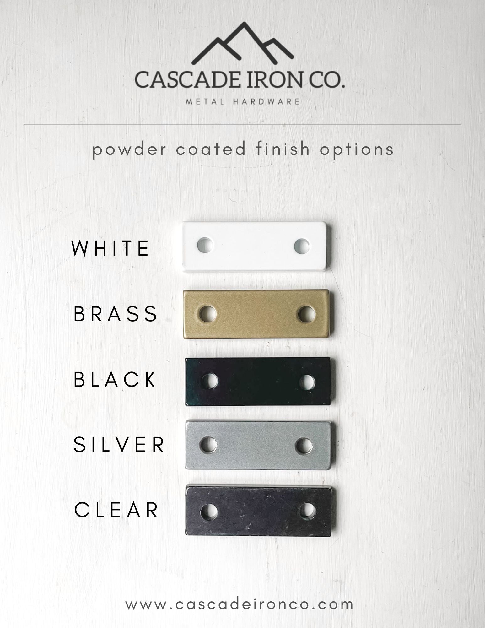 Metal Finish Sample Kit, Black, Brass, Steel, Silver, White