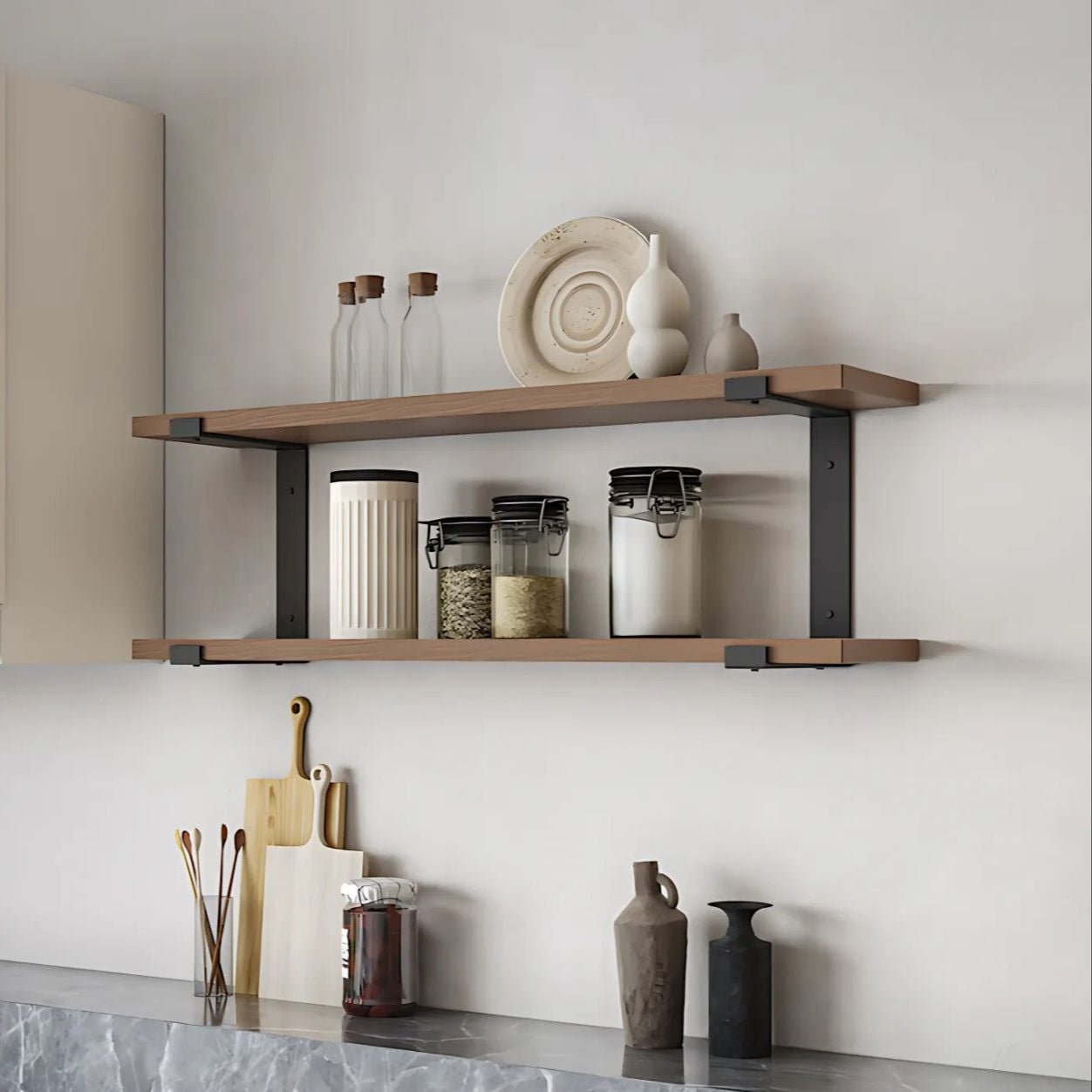 Heavy Duty Double Shelf Bracket with Lip - Cascade Iron Co