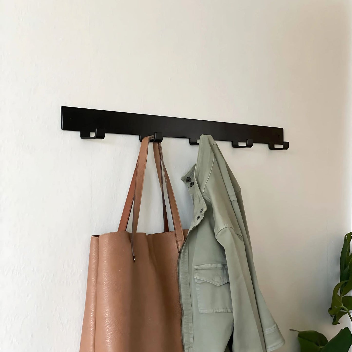 entryway with black coat racks