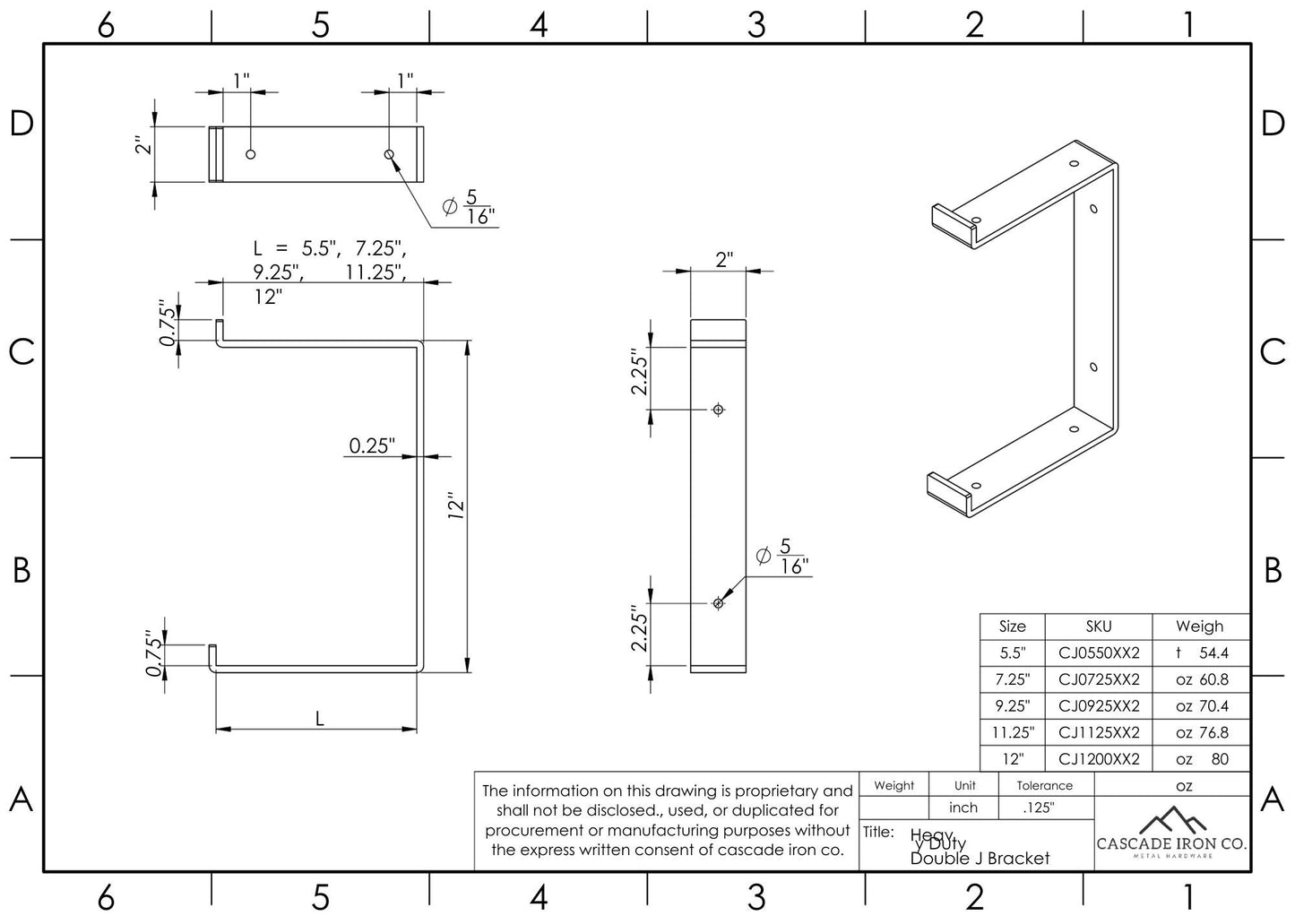 Heavy Duty Double Shelf Bracket with Lip - Cascade Iron Co