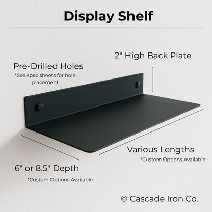 Floating Retail Display Shelf - Wall Mounted - Cascade Iron Co