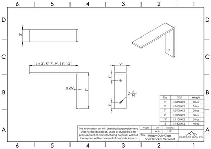 Heavy Duty Brackets for Glass, Marble, or Stone Shelves - Cascade Iron Co