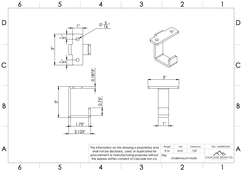 cascade iron co undermount hooks