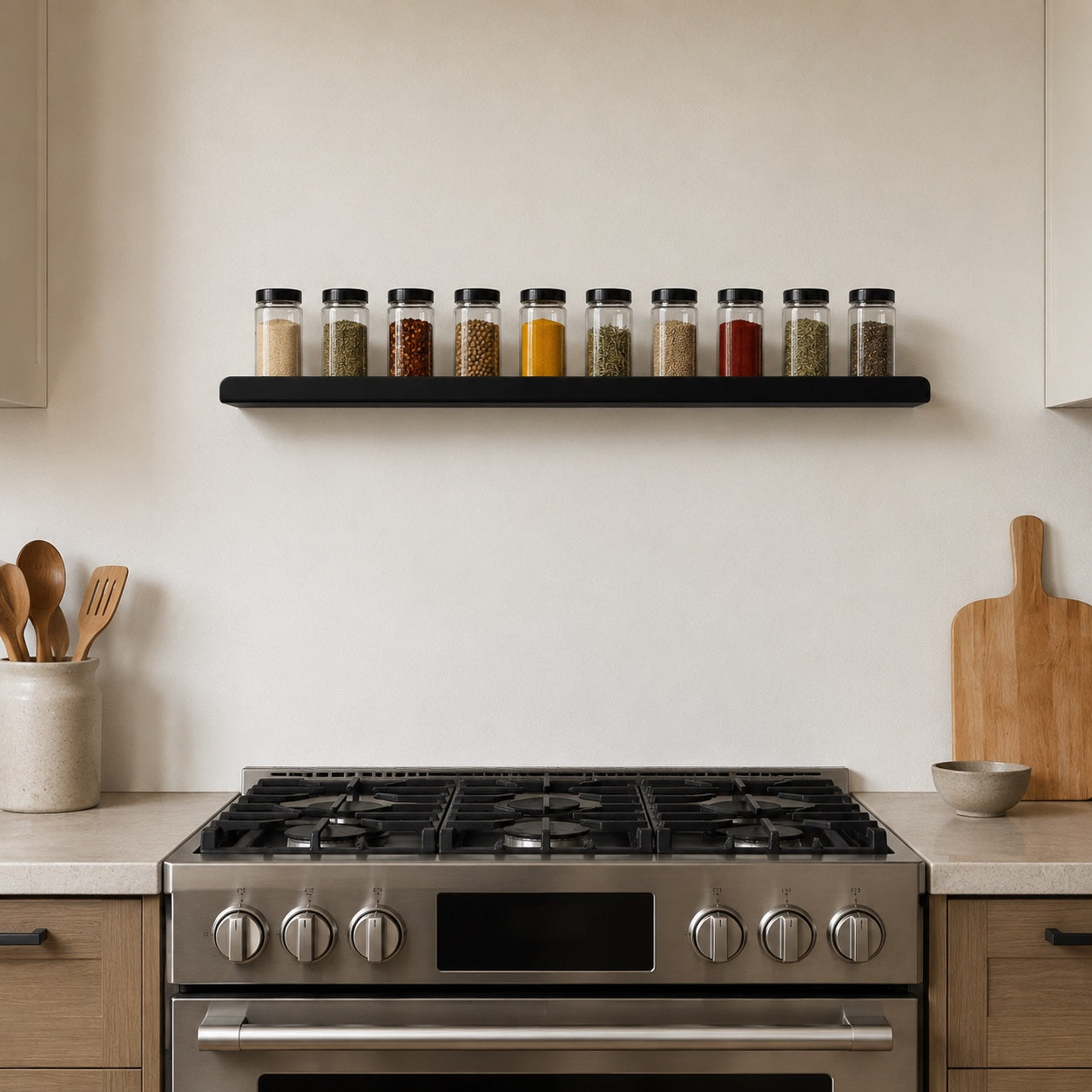Wall Mounted Spice Rack - Black, White, or Green