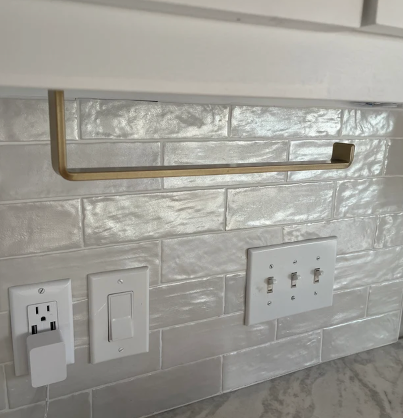 gold paper towel holder under cabinet