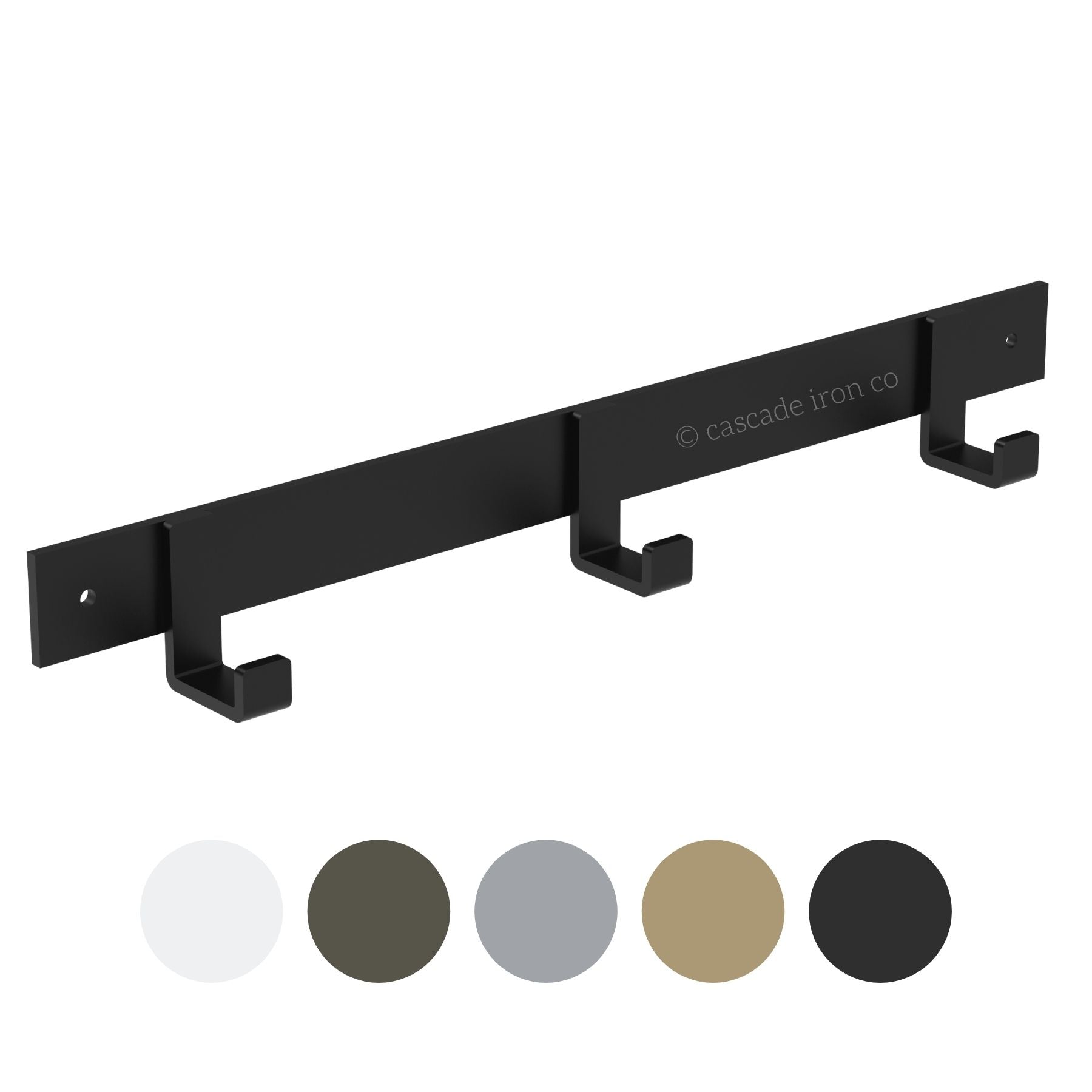 Metal Wall Hook - Black, Brass, Steel, & Silver, White - Cascade Iron Co