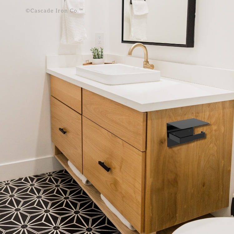 bathroom cabinet with toilet paper holder