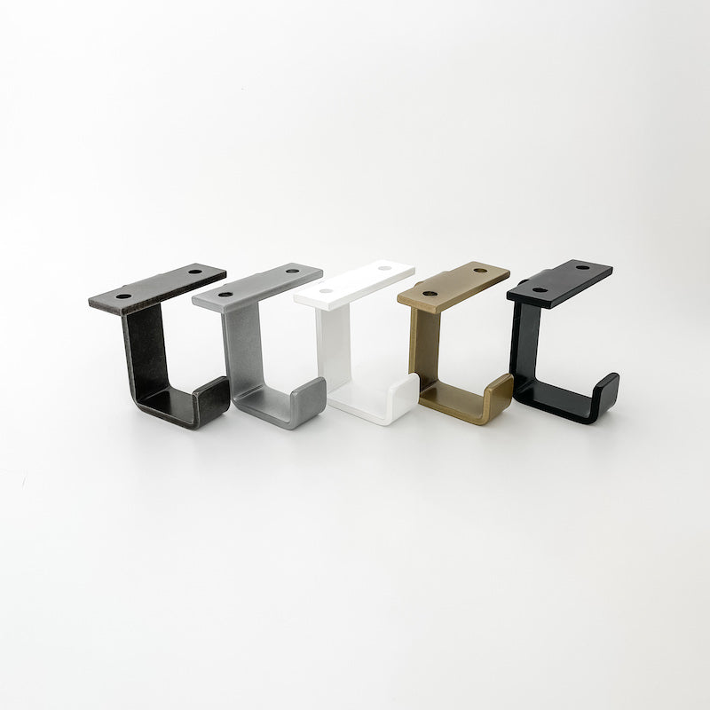 under mount hook - raw steel, white, brass, black, silver