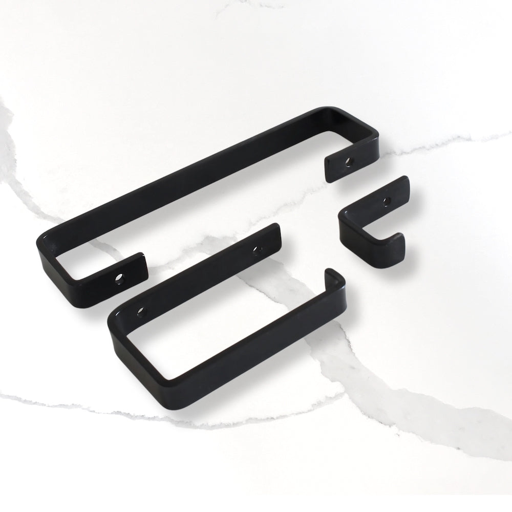 Bathroom Hardware Set, Hand Towel Bar, Metal Wall Hook, Toilet Paper Holder, Available in Black, Brass, or Metal