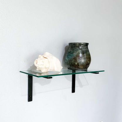 glass shelf with brackets